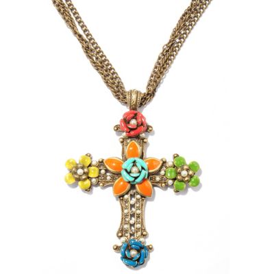 117-264 - Sweet Romance&trade; RetroMex 18.5" Gold-tone Enamel Cross Necklace w/ Extender