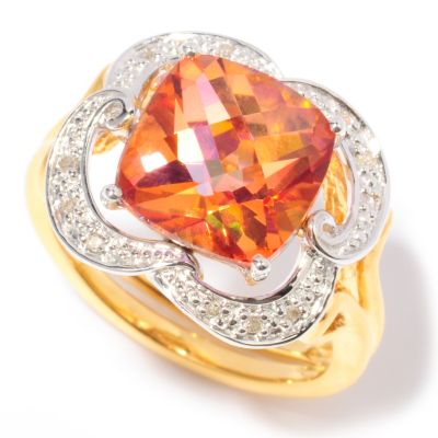 SS/24K WITH SUNSET TOPAZ AND DIAMOND RING