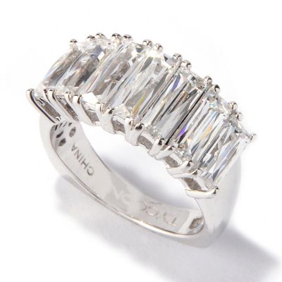 TYCOON SS/PLAT EMERALD CUT BAND RING