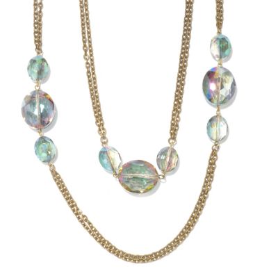 117-424 - Sweet Romance&trade; 65'' Iridescent Glass Bead ''Mystic Crystal'' Station Necklace