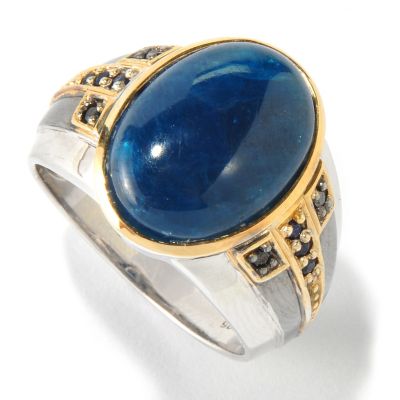 117-471 - Men's en Vogue II Opaque Apatite w/ Black Diamond & Blue Sapphire Ring