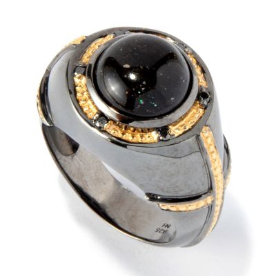 117-472 - Gems en Vogue II Pinfire Black Opal & Black Diamond Men's Ring