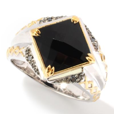 117-473 - Men's en Vogue II Faceted Onyx & Black Diamond Ring
