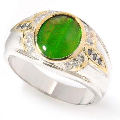117-478 - Men's en Vogue II Ammolite Triplet, Black Diamond & White Sapphire Ring