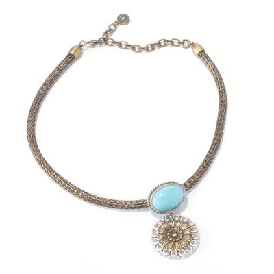 GOLDTONE RETROMEX FLOWER NECKLACE