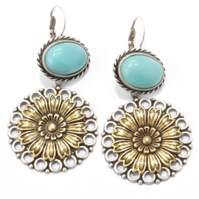GOLDTONE RETROMEX FLOWER EARRINGS