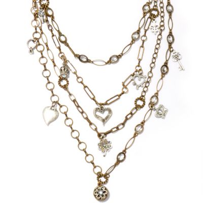 GOLDTONE MULTI STRAND CHARM NECKLACE