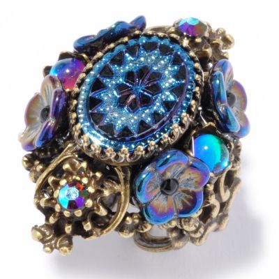 GOLDTONE VINTAGE PEACOCK OVAL RING