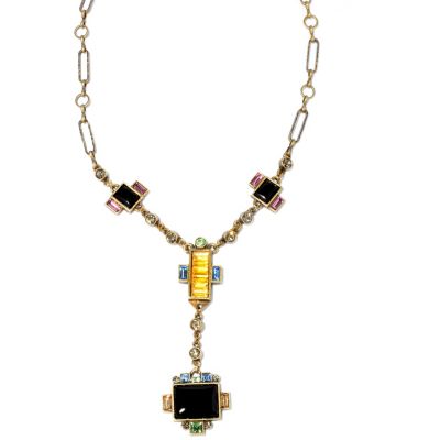 GOLDTONE VINTAGE INSPIRED DECO NECKLACE