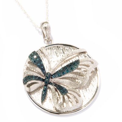 117-636 - Diamond Treasures Sterling Silver 0.25ctw Fancy Diamond Butterfly Pendant w/ Chain 