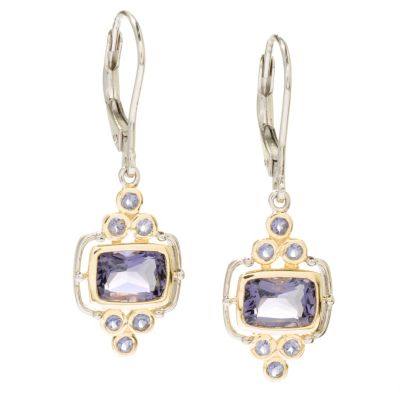 SS/PLAT & 18KV EARRING BLUE AMETHYST & IOLITE
