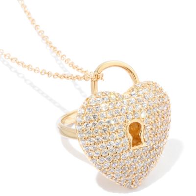 117-818 - Sonia Bitton For Brilliante&reg; 3.13 DEW Heart Lock Ring/Pendant