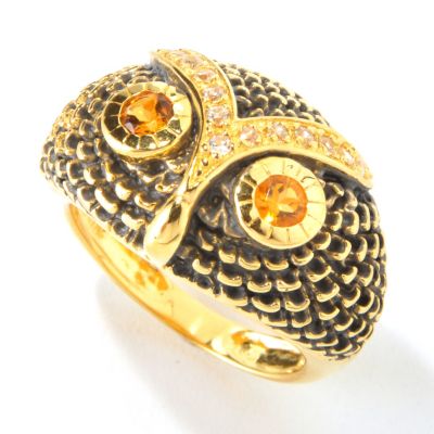 117-859 - NYC II Madeira Citrine w/ White Zircon Owl Ring