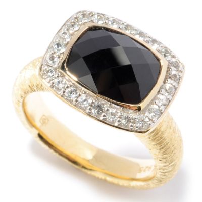 SS/P RING BLK SPINEL & WHT SAPH