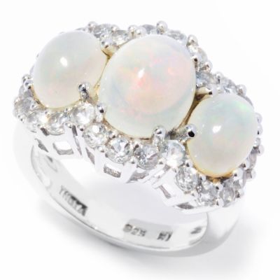 117-953 - Gem Insider Sterling Silver 5.44ctw Ethopian Opal & Topaz Ring