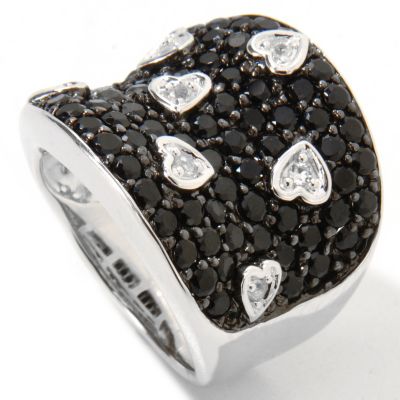 SS CONCAVE BLK SPINEL WITH WHT SAPP