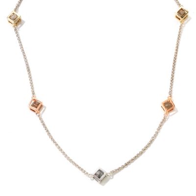 SS ROUGH DIAMOND MULTI-PLATED STATION NECKLACE 37" 18.00ctw