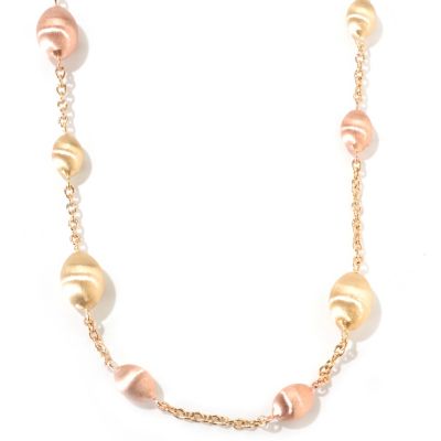 SEMPREGOLD 14K TWO-TONE SATIN BEAD STATION NECKLACE