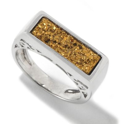 118-122 - Gem Insider Sterling Silver 5x15mm Rectangle Drusy Stack Ring