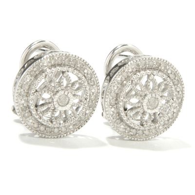 SS VINTAGE LACE ROUND DESIGN DIAMOND EARRINGS .25CTW