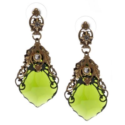 GOLDTONE FILIGREE AND PRISM EARRINGS