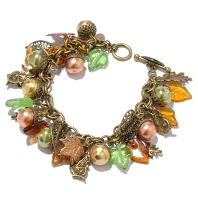 118-241 - Sweet Romance&trade; 8'' Leaf & Acorn ''Squirrel's Harvest'' Charm Bracelet