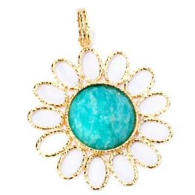 SEMPREGOLD 14K FACETED AMAZONITE FLOWER PENDANT