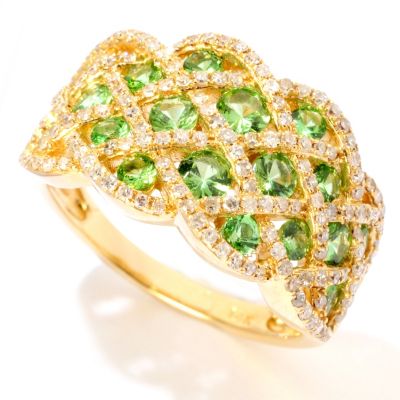 14K GOLD EXOTIC GEMSTONE & DIAMOND PRECIOUS LACE DESIGN BAND RING
