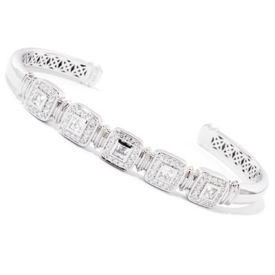TYCOON SS/PLAT SQUARE HALO CUFF BRACELET