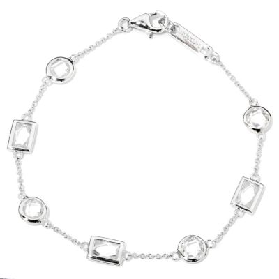 TYCOON SS/PLAT BEZEL SET STATION BRACELET