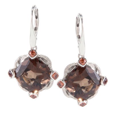 SS/P EAR QUARTZ W/ ZIRCON ACCENT DROP