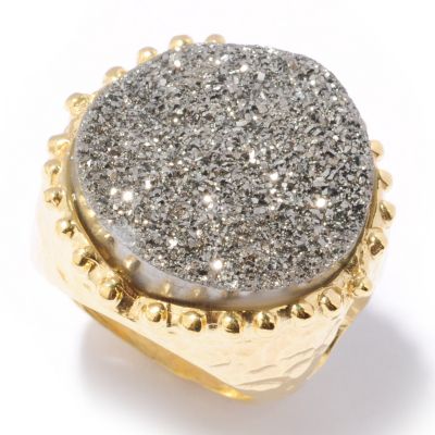 BRONE/18KGP RING MARTELATTO DRUSY