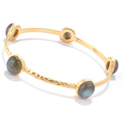 BRONZE/18KGP BRAC GEMSTONE STATION SLIP-ON BANGLE