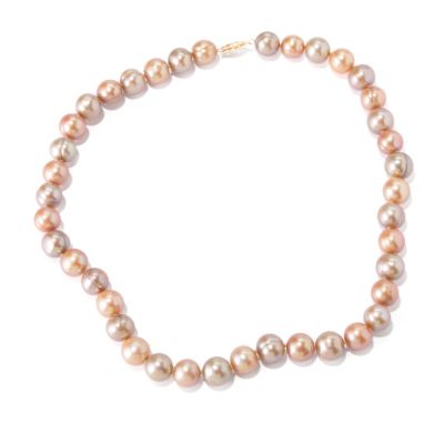 14K YG 18" 9-11MMCHAMPAGNE, GOLDEN, MOCHA FWP NECKLACE