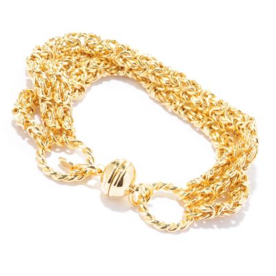 118-691 - Portofino Gold Embraced[ 7.75'' Three-Row Byzantine Bracelet w/ Magnetic Clasp