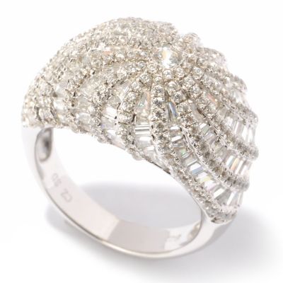 118-703 - Brilliante&reg; Platinum Embraced 9.62 DEW Baguette & Round Cut Simulated Diamond Dome Ring 