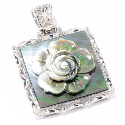 SS CARVED MOP FLOWER ENHANCER PENDANT