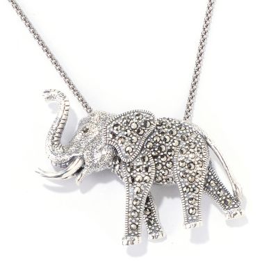 SS MARCASITE PIN PEND ELEPHANT 18" POPCORN CHAIN