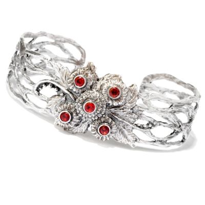 SS CUFF BRAC WITH GARNET 7.5"