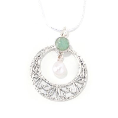 SS CIRCLE DESIGN WITH PEARL DROP PEND WITH CHAIN