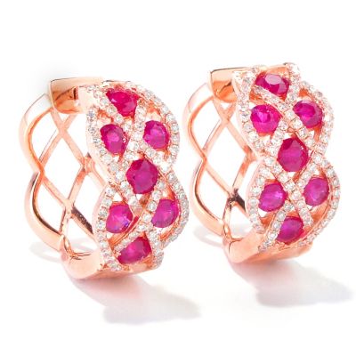 EFFY 14K GOLD EXOTIC GEMSTONE AND DIAMOND "PRECIOUS LACE" DESIGN EARRING