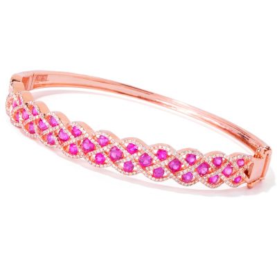 EFFY 14K GOLD EXOTIC GEMSTONE AND DIAMOND "PRECIOUS LACE" DESIGN BANGLE
