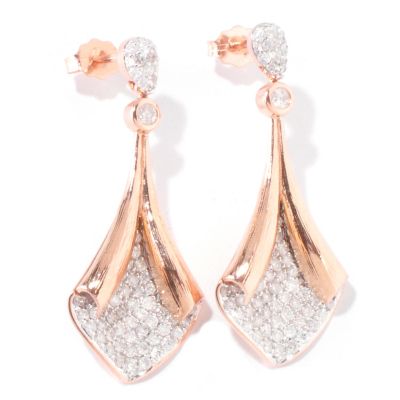 119-068 - Beverly Hills Elegance 14K Rose Gold 1.00ctw Diamond Fold Over Earrings