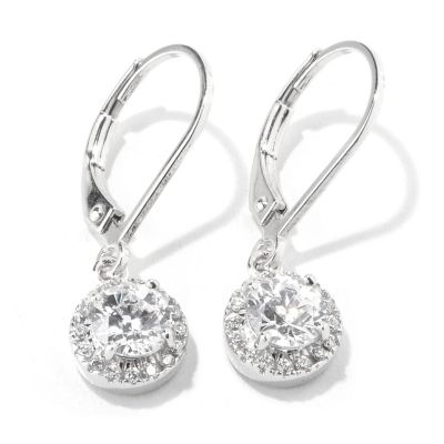 TYCOON SS/PLAT HALO SOLITAIRE DROP EARRINGS