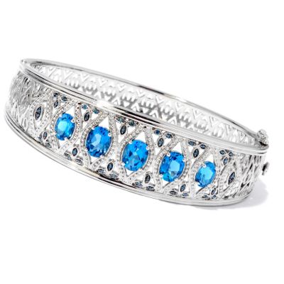 119-161 - NYC II 5.22ctw London Blue Topaz & Blue Diamond Hinged Bangle
