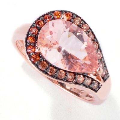119-231 - Gem Treasures 14K Rose Gold 3.09ctw Peach Morganite & Shades of Zircon Ring 