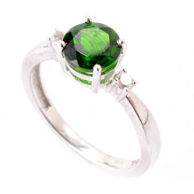 119-251 - Gem Insider Sterling Silver 1.12ctw Chrome Diopside & White Topaz Ring