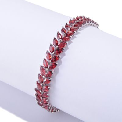 119-287 - Gem Insider Sterling Silver 7.5'' Marquise Cut Garnet Bracelet