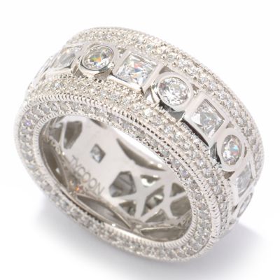TYCOON SS/PLAT SQUARE AND ROUND BEZEL SET ETERNITY RING