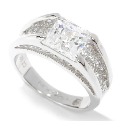TYCOON SS/PLAT SQUARE CUT WITH PAVE UNDER RING